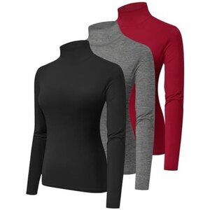 3 Pack Turtlenecks Women Long Sleeve Pullover Baselayer Undershirts